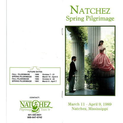 Vintage 1989 Natchez Mississippi Spring Pilgrimage Tour Brochure H5-5