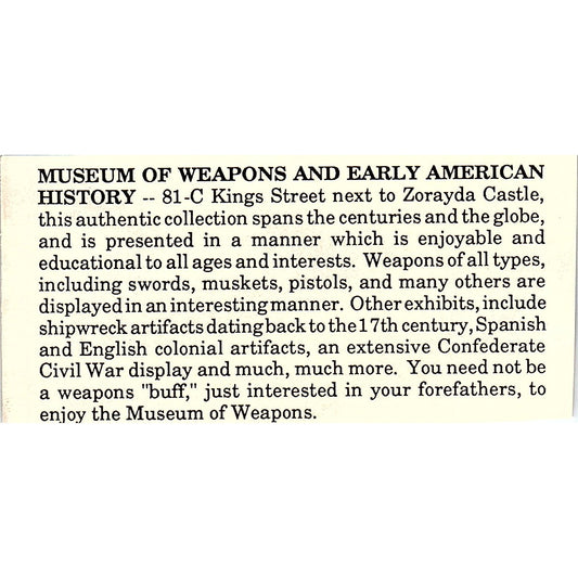 Museum of Weapons and Early American History St. Augustine FL 1989 Ad AF9-M1