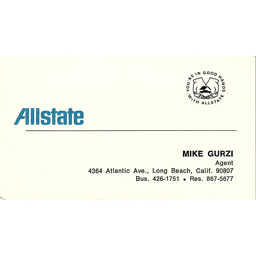 Mike Gurzi Long Beach CA Allstate Ins Vintage Business Card SE3-B15