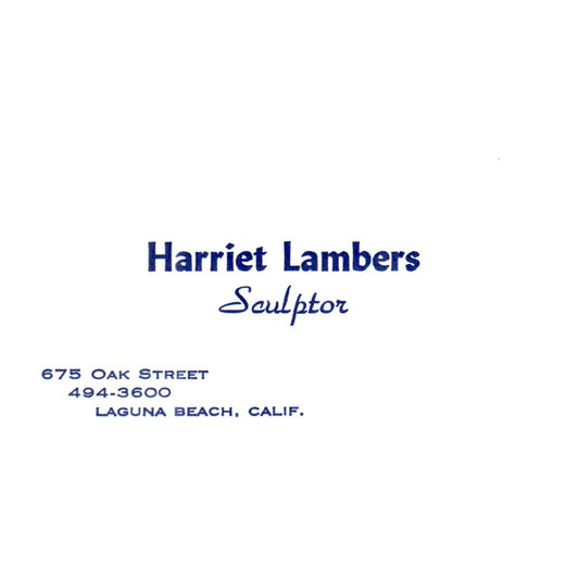 Vintage Harriet Lambers Sculptor OAK Street Laguna Beach CA Business Card SF3-B1
