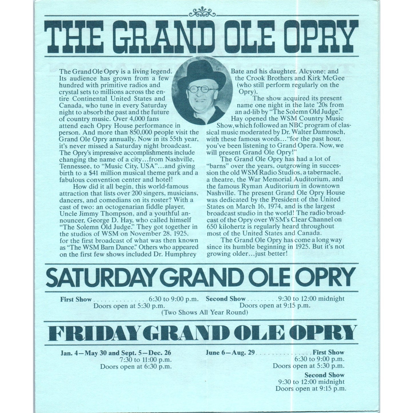 Vintage 1980 Grand Ole Opry Information Booklet Nashville TN Brochure TF4-B2