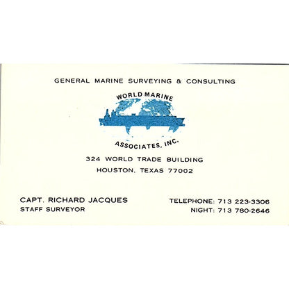 World Marine Associates, Inc. Capt. Richard Jacques Houston TX Card SSB4-B13