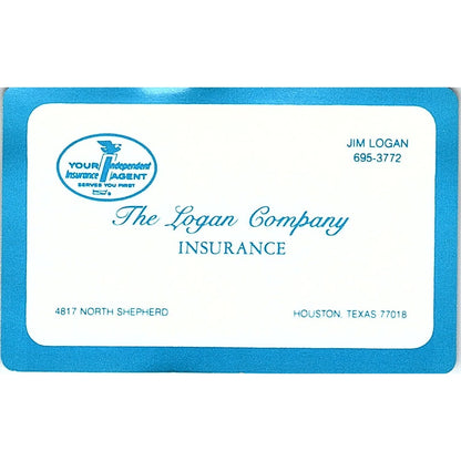 1980 The Logan Company Ins Jim Logan Houston Vintage Business Card SD9-B6