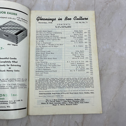 1958 Nov Gleanings in Bee Culture Beekeeping Magazine A.I. Root Co Medina OH TD5