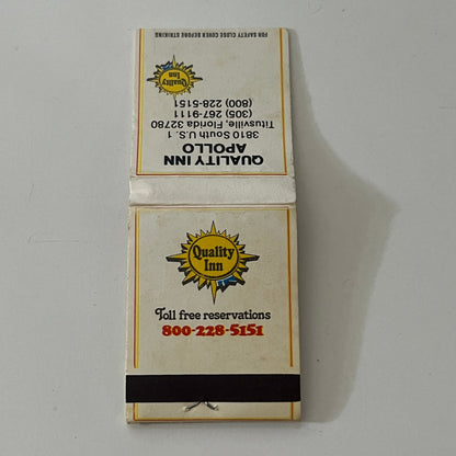 Quality Inn Apollo Titusville Florida Vintage Matchbook SC4-R7