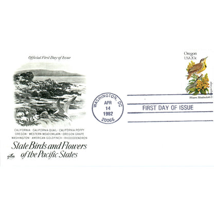 Oregon 1982 State Birds & Flowers of The Pacific States First Day Issue TJ5-PC2