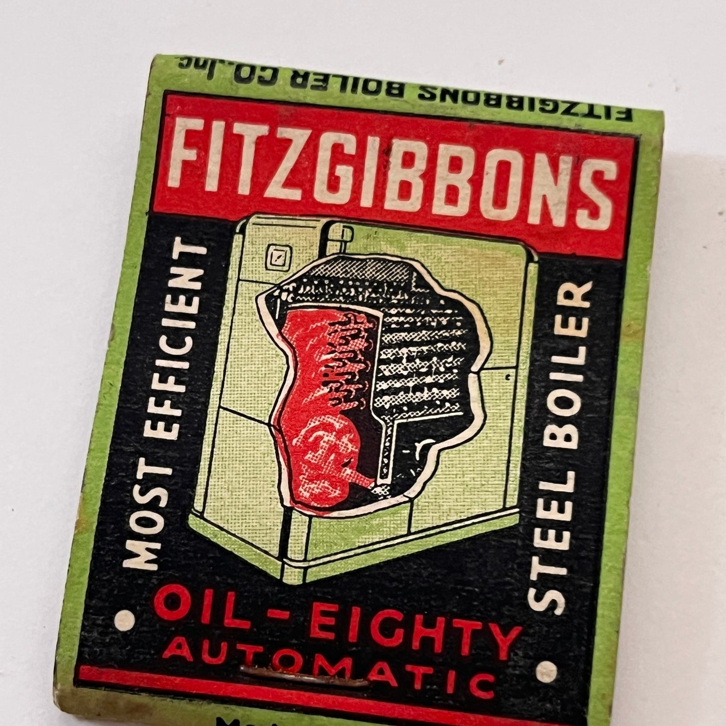 Fitzgibbons Oil-Eighty Steel Boiler Air Conditioner Matchbook Cover TB8-MB3-4