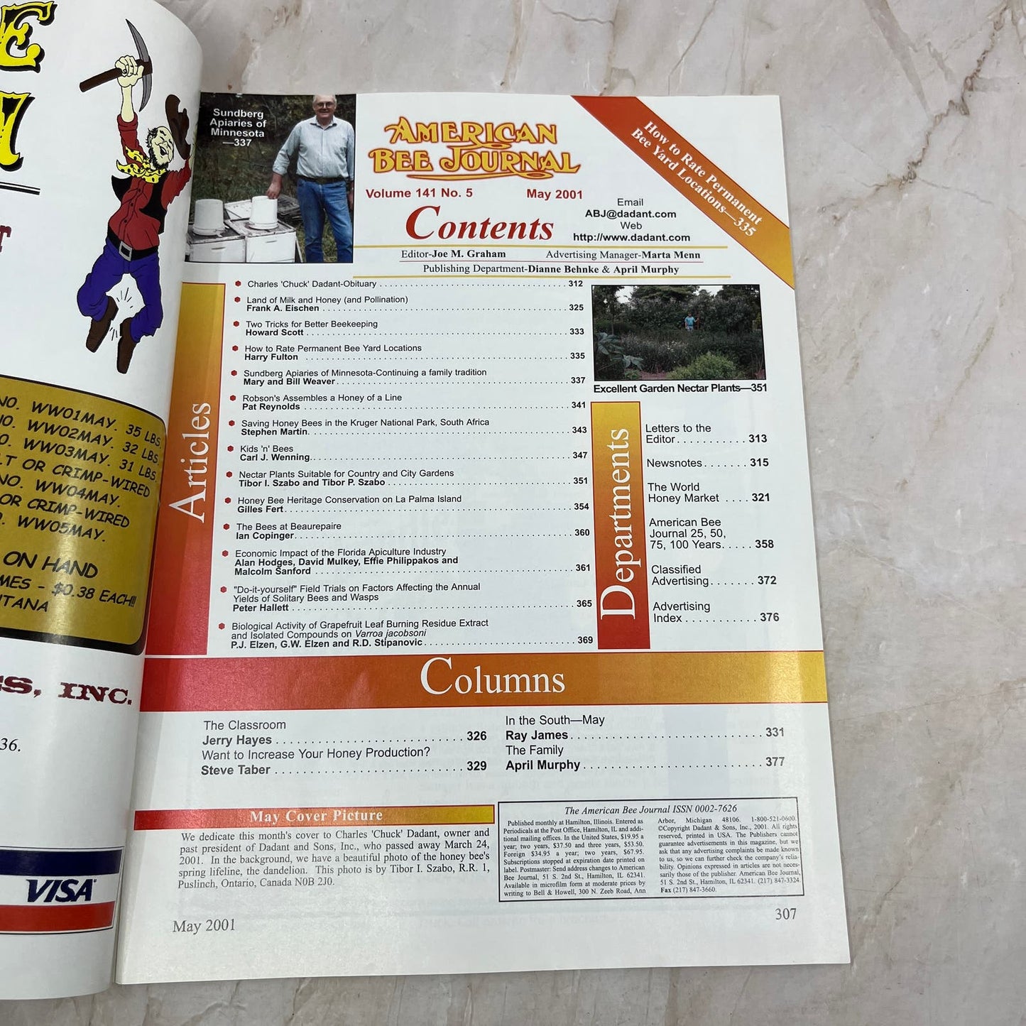 2001 May American Bee Journal Magazine Bees Beekeeping Honey M7