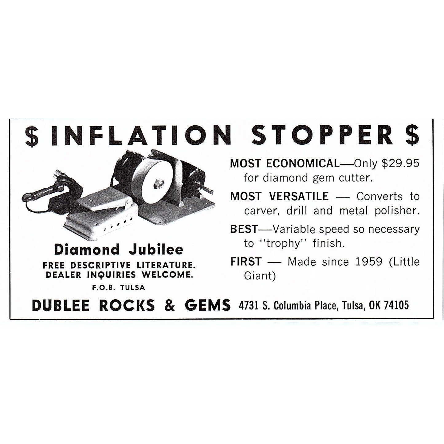 Dublee Rocks & Gems Tulsa Oklahoma 1972 Ad AF8-M4
