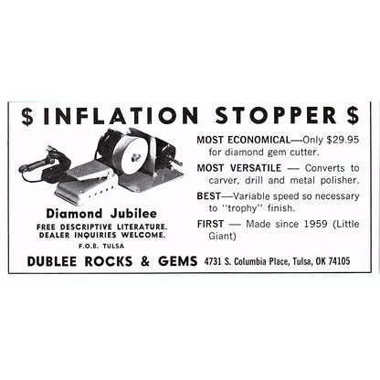 Dublee Rocks & Gems Tulsa Oklahoma 1972 Ad AF8-M4
