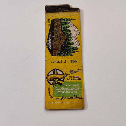 La Placita on the Plaza Casa De Armijo Albuquerque NM Matchbook Cover TB6-MB1-15