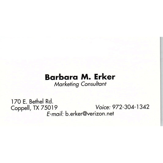 Barbara M Erker Marketing Consultant Coppell TX Vintage Business Card SC9-B8
