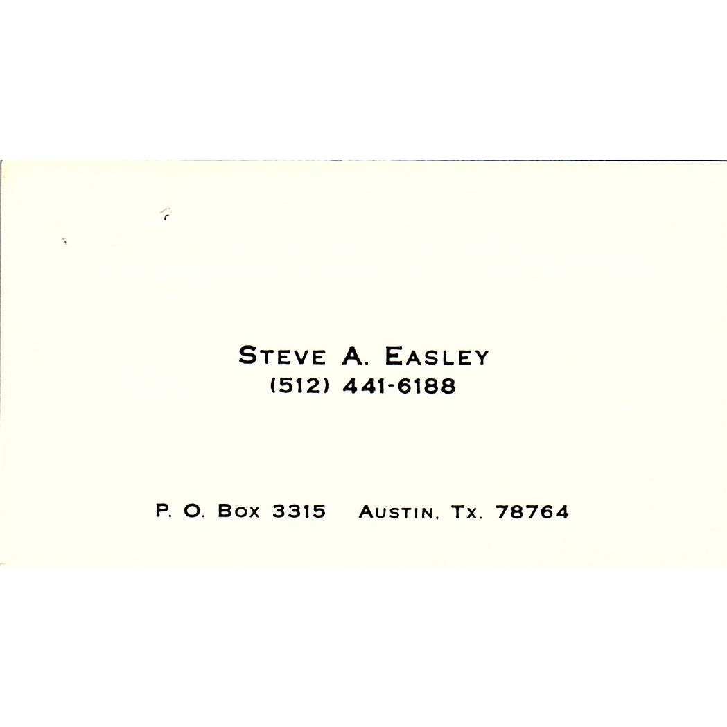 Steve A Easley Austin TX Vintage Business Card SC9-B1