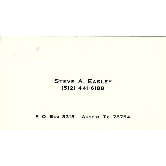 Steve A Easley Austin TX Vintage Business Card SC9-B1