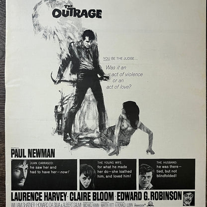 1964 The Outrage Paul Newman Motion Picture Vintage Magazine Ad 10x14 V10