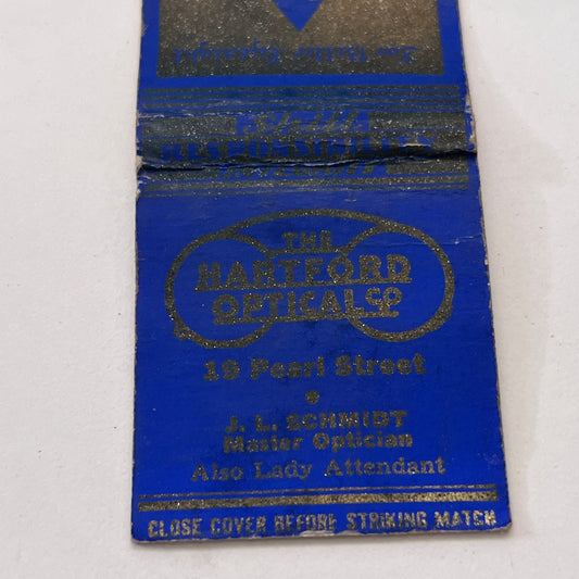 The Hartford Optical Co J.L. Schmidt Optician Vintage Matchbook Cover MM2-8