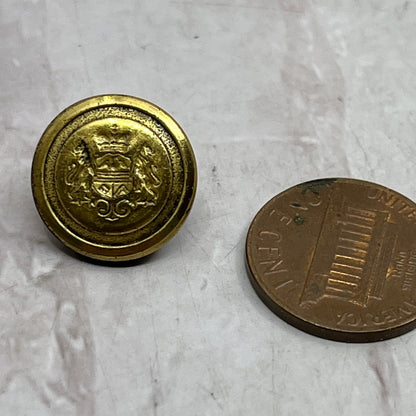 Antique 1900s French Crest Crown Original Vintage Uniform Button SF4