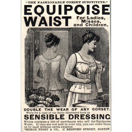 Equipoise Waist Corset George Frost & Co Boston c1890 Victorian Ad AE8-CH5