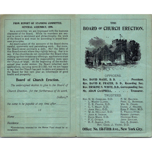 1898 The Board of Church Erection DAVID MAGIE, D. D. New York Leaflet AJ5-H4