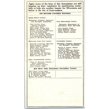 1952 Butter Contest & Red River Valley Dairymen's Contest Winners Ad AE9-DC1
