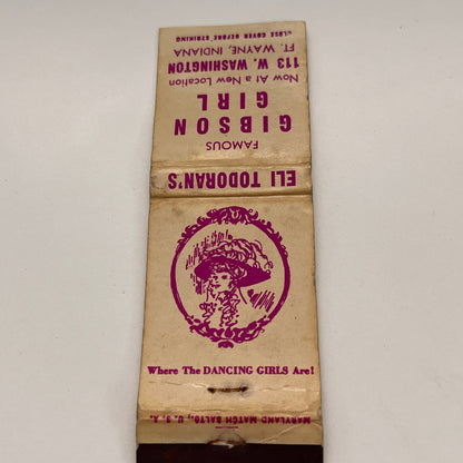 Eli Todoran's Gibson Girl Fort Wayne Indiana Vintage Matchbook TB6-MB2-15