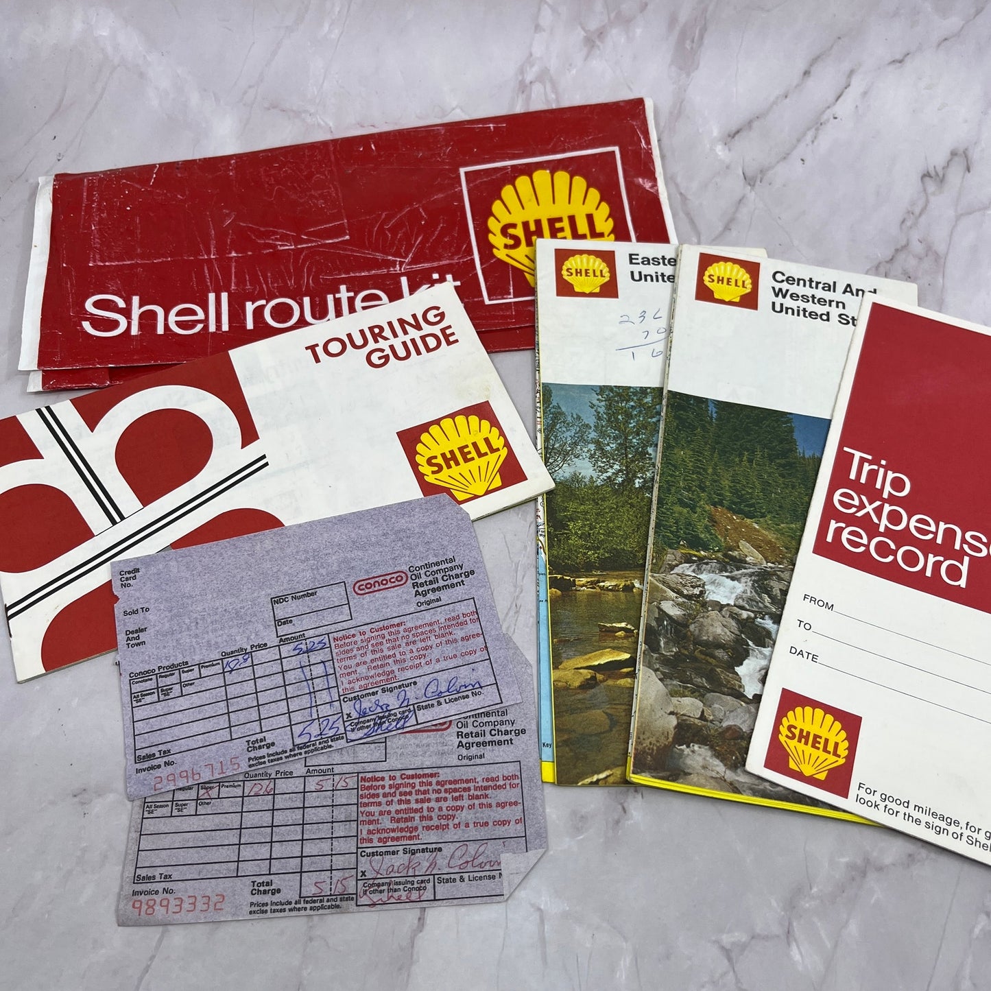 1971 Shell Oil Route Kit Maps, Trip Expense Record, Touring Guide TH2-MI1