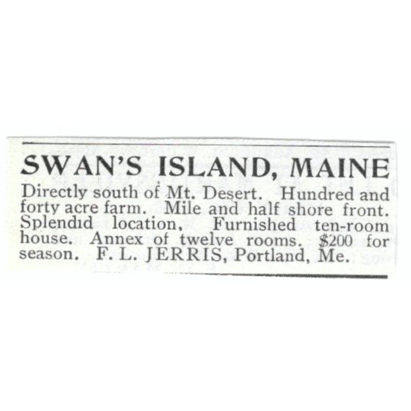 Swan's Island ME Farm F.L. Jerris c1918 Original Advertisement AE5-SV4