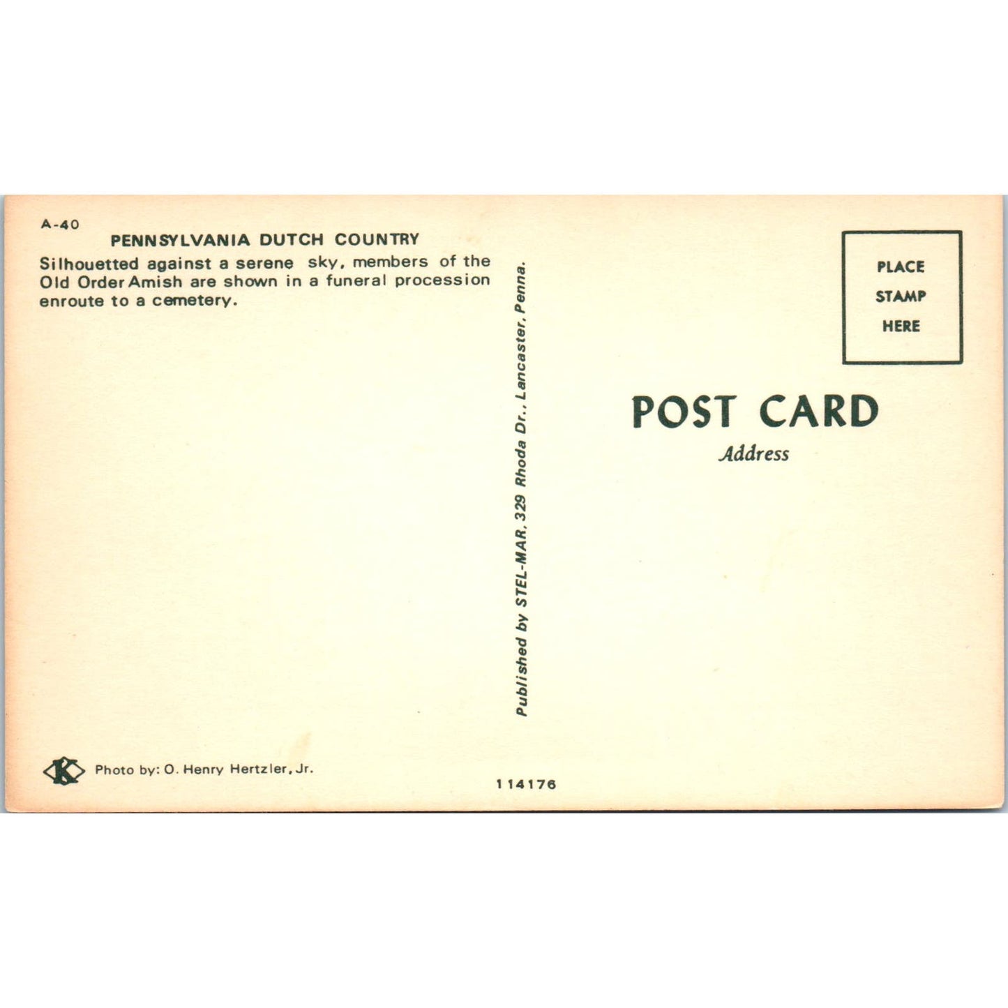 Old Order Amish Funeral Procession PA Dutch Country Vintage Postcard PD4