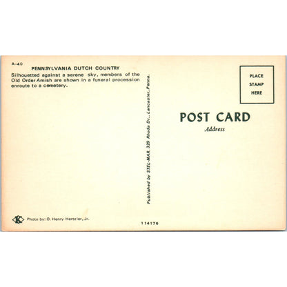 Old Order Amish Funeral Procession PA Dutch Country Vintage Postcard PD4