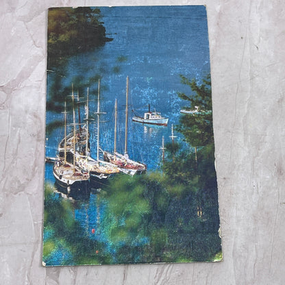 Vintage Chromatic Sailboats in Harbor Metallic Picture Card 3.75x6" TJ5-TB