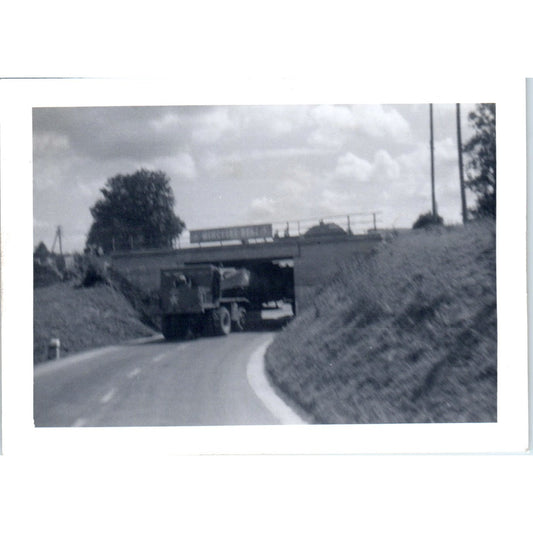 US Army Transport under Mercedes Benz Bridge Postwar Germany c1954 Photo AF1-AP5
