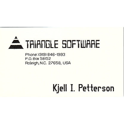 Kjell I Petterson Triangle Software Raleigh NC Vintage Business Card SD9-B2