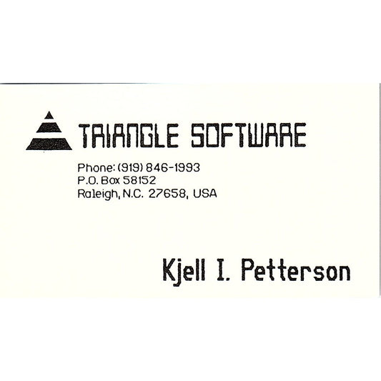 Kjell I Petterson Triangle Software Raleigh NC Vintage Business Card SD9-B2