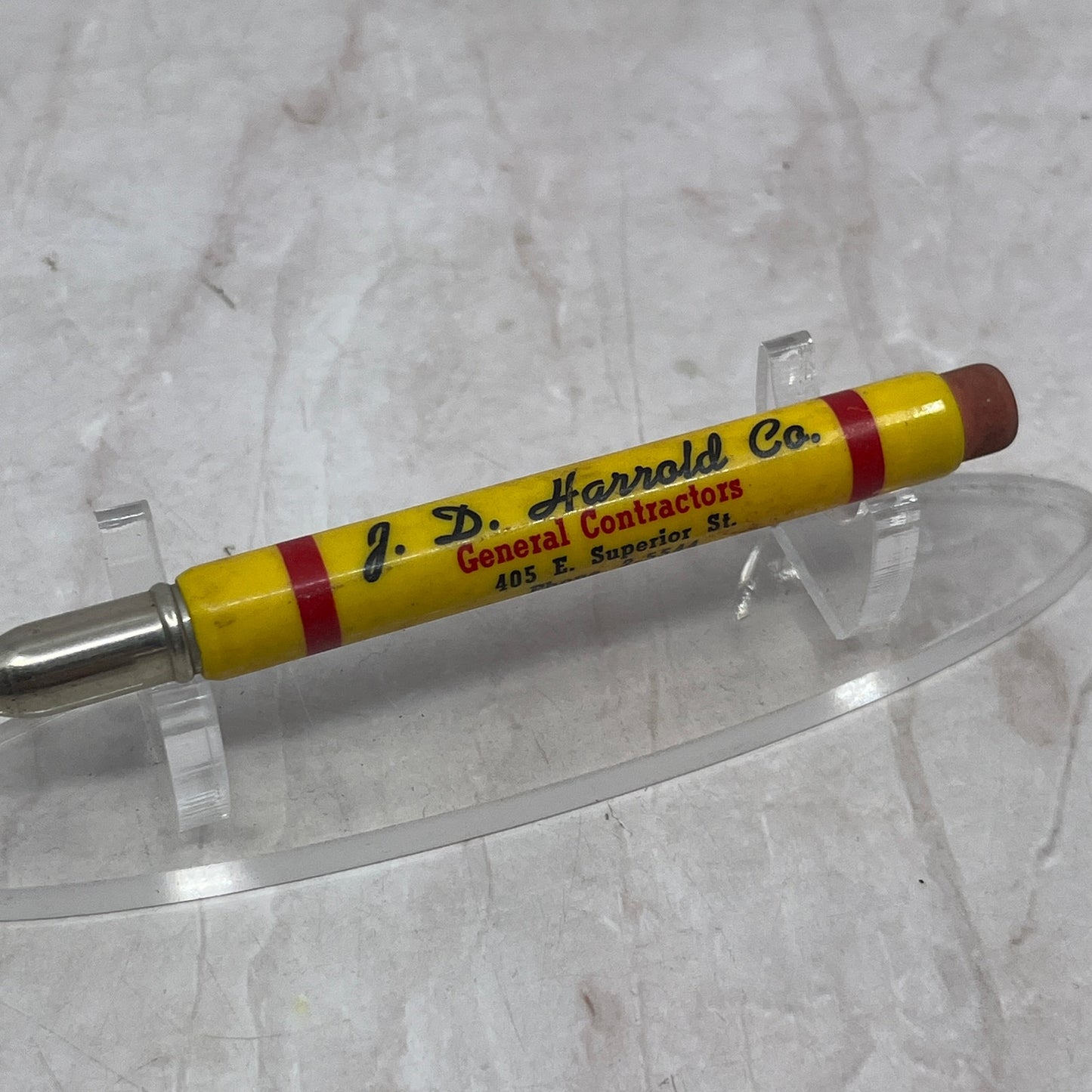 J.D. Harold Co General Contractors Duluth MN Advertising Bullet Pencil SB8-Y3