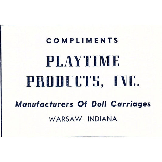 Playtime Products Inc Doll Carriages Warsaw Indiana 1964 Ad AG1-M7