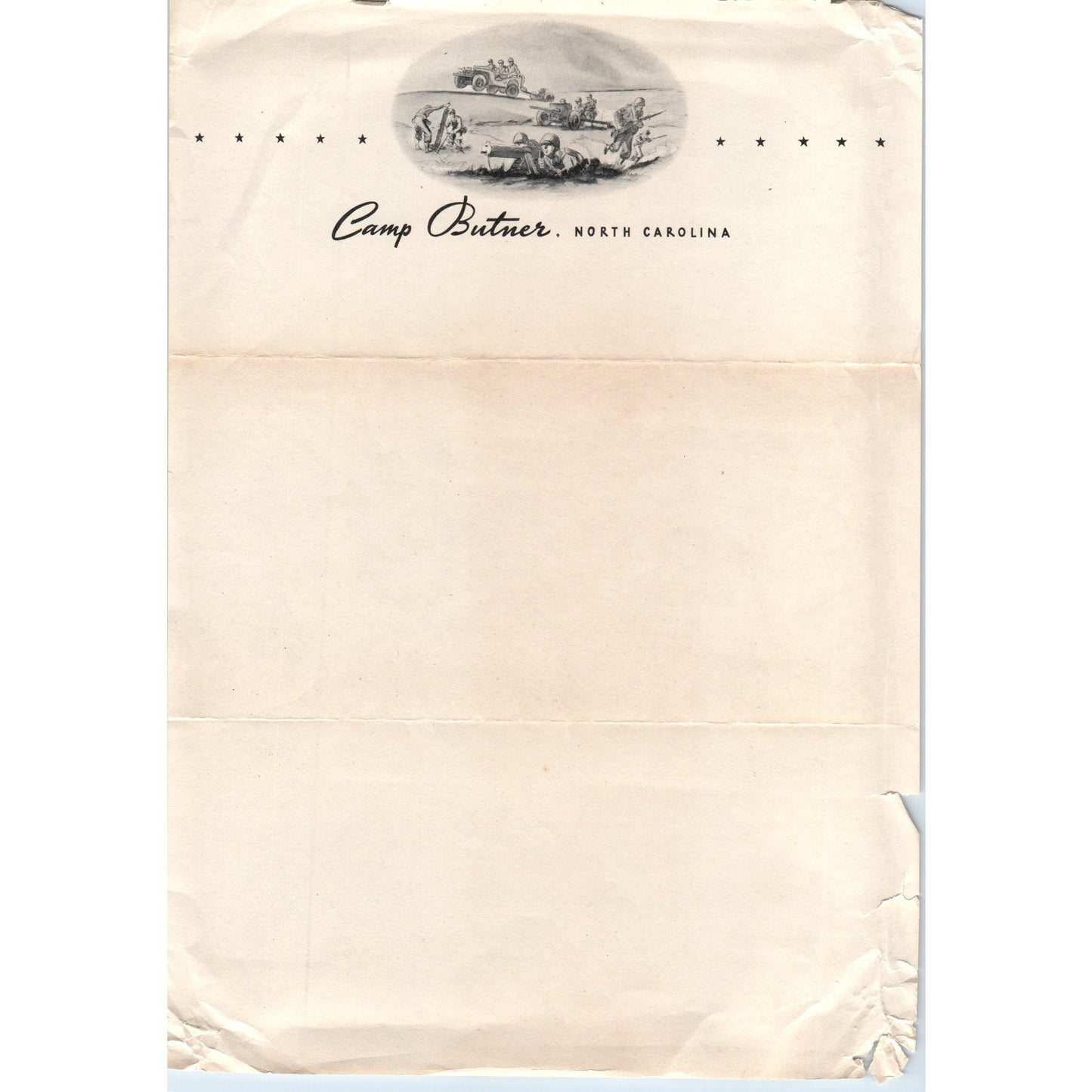 Vintage Camp Butner North Carolina Blank Letterhead AD8-R6