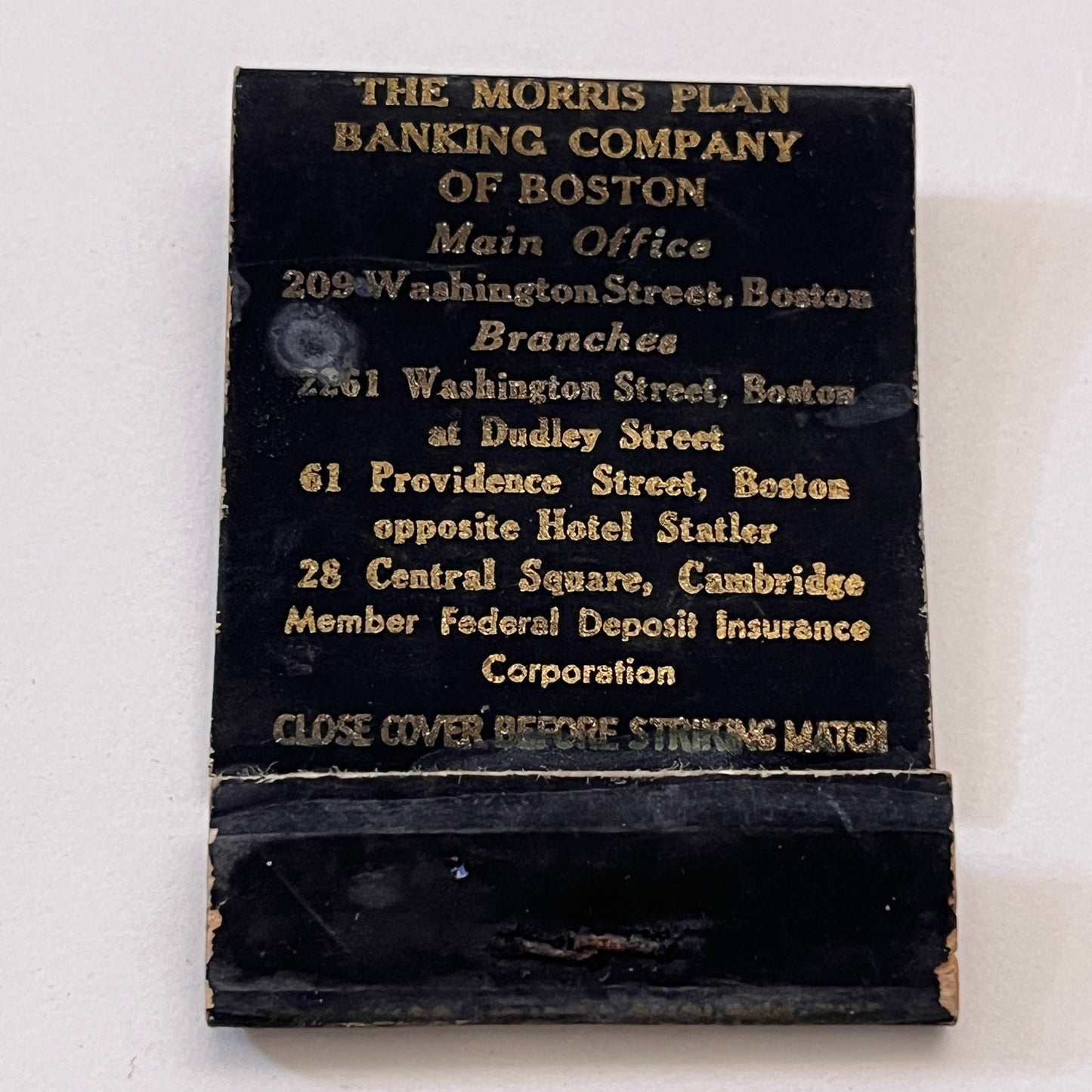 The Morris Plan Banking Company of Boston Vintage Matchbook Cover TB6-MB1-7
