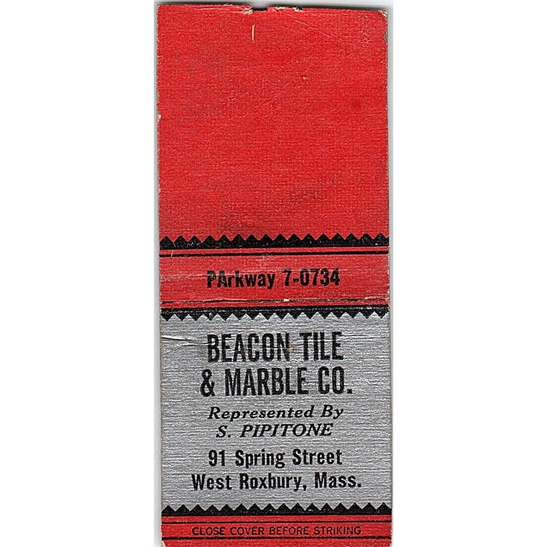 Beacon Tile & Marble Co West Roxbury MA Vintage Matchbook Cover SC7-Y1