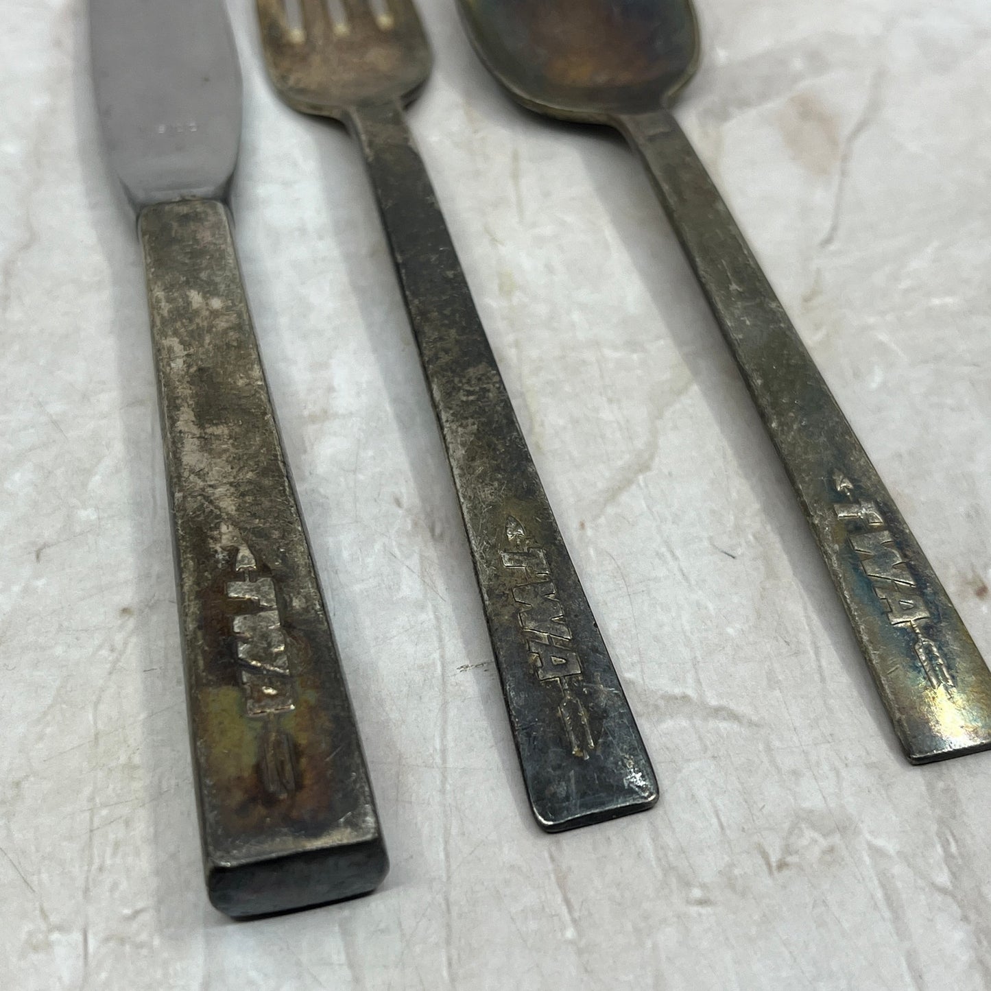 Vintage 3 Piece TWA Spoon Fork & Knife Silver Plate International Silver Co. TK3
