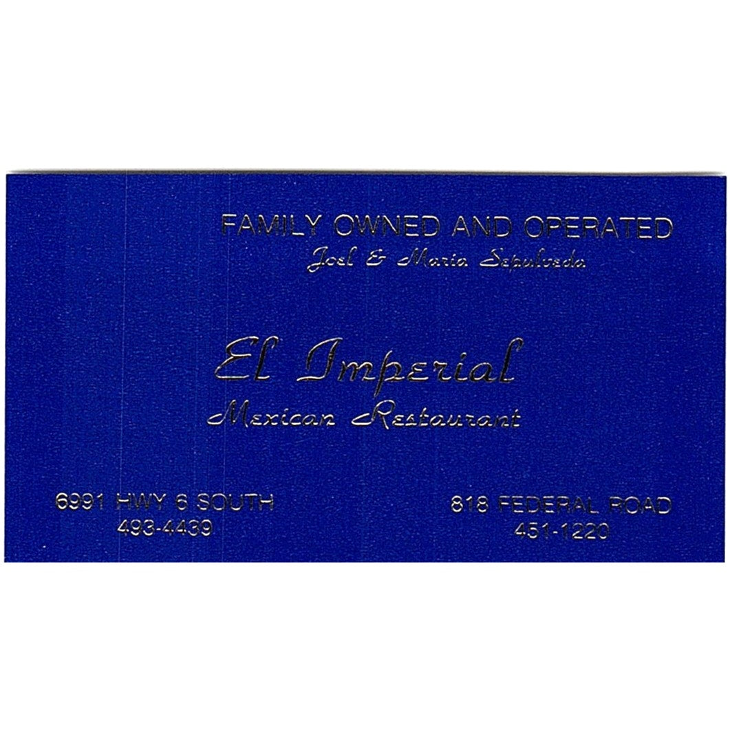 El Imperial Mexican Restaurant Joel & Maria Sepulveda Vtg Business Card SD9-B8