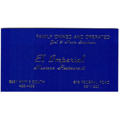 El Imperial Mexican Restaurant Joel & Maria Sepulveda Vtg Business Card SD9-B8