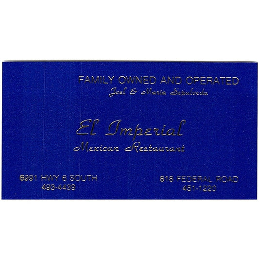 El Imperial Mexican Restaurant Joel & Maria Sepulveda Vtg Business Card SD9-B8