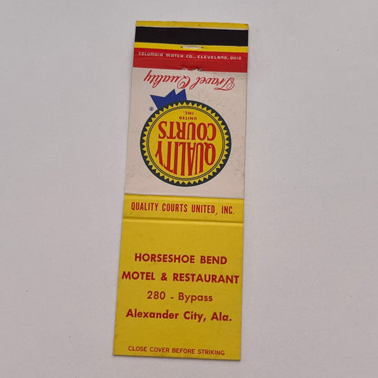 Horseshoe Bend Motel & Restaurant Alexander City AL Matchbook Cover TB6-MB2-3