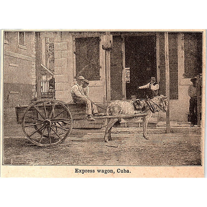 Express Wagon in Cuba 3x4" 1901 Engraving AF6-M11