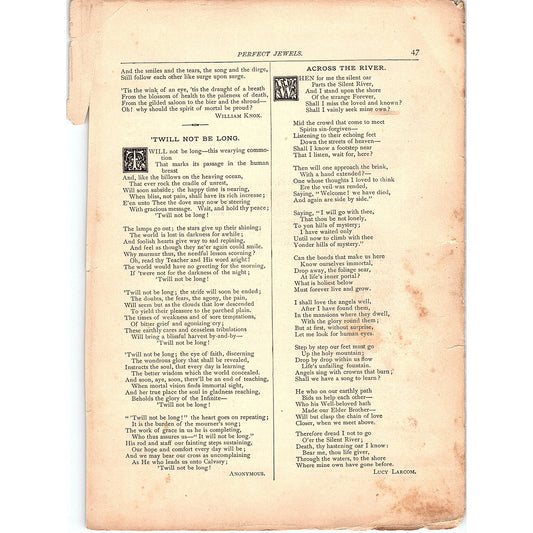 Across the River - Lucy Larcom, 'Twill Not Be Long 1884 Poem TA5-CJ-4
