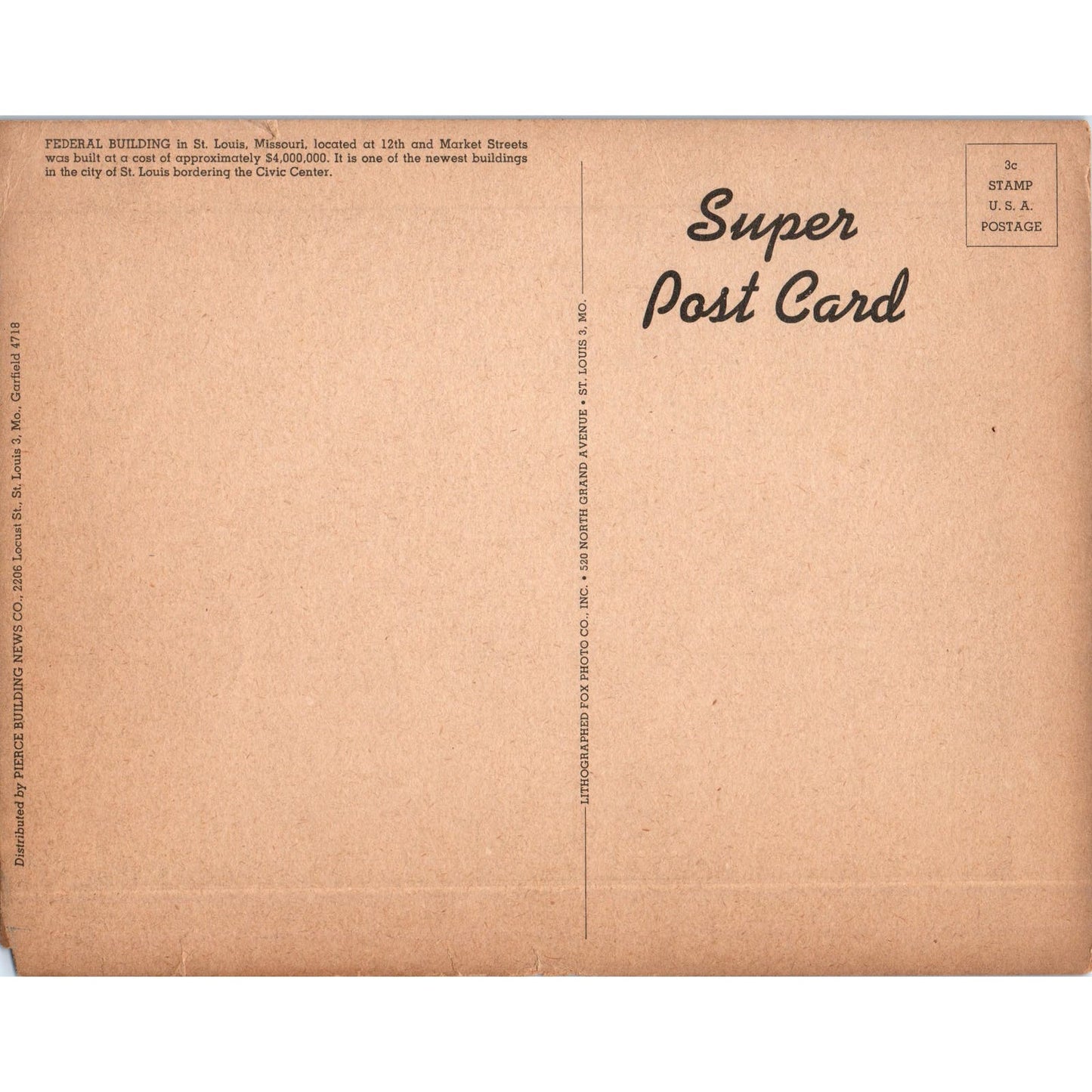 Federal Building - St. Louis MO - Vintage Super Giant Postcard AD7