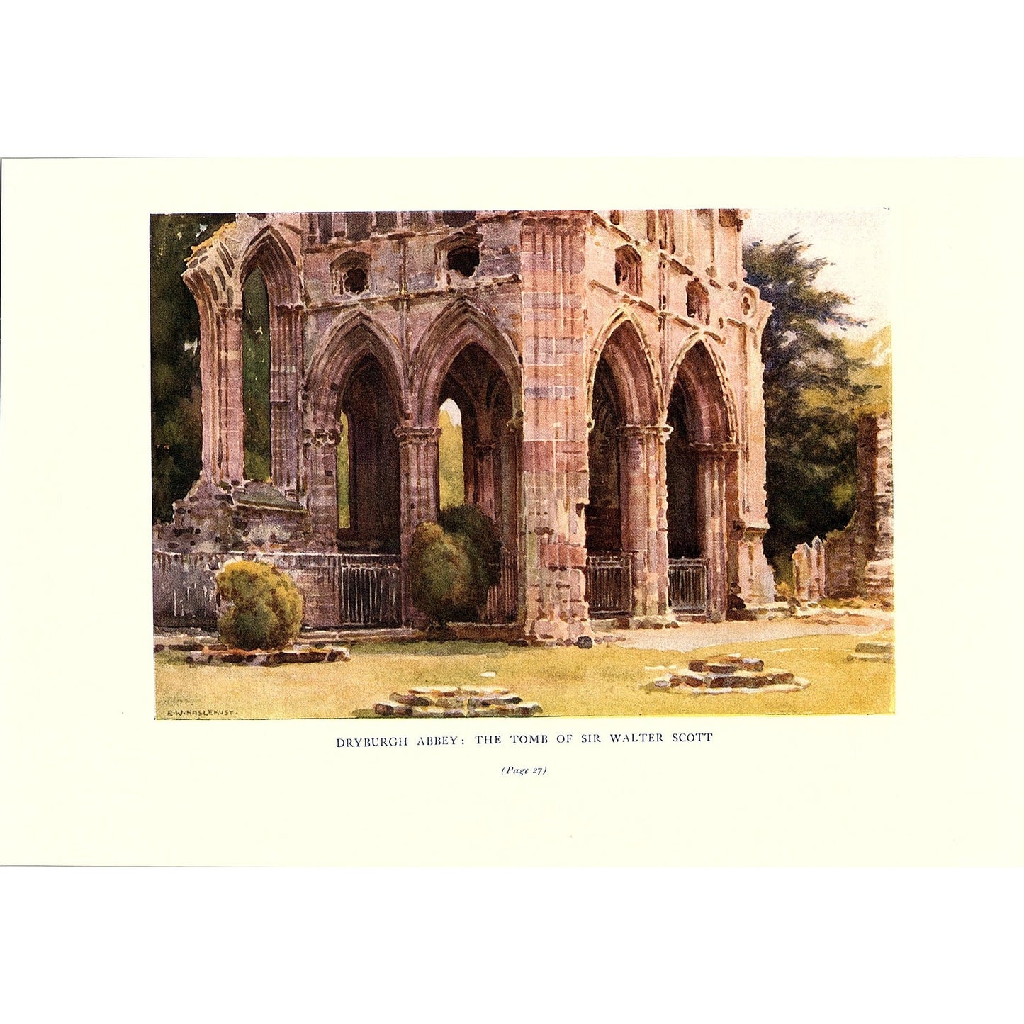 Dryburgh Abbey: Tomb of Sir Walter Scott R.W. Haslehust Art Print 6x9 V19