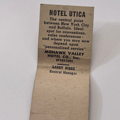 Hotel Utica, Utica NY Vintage Matchbook Cover MM3-5