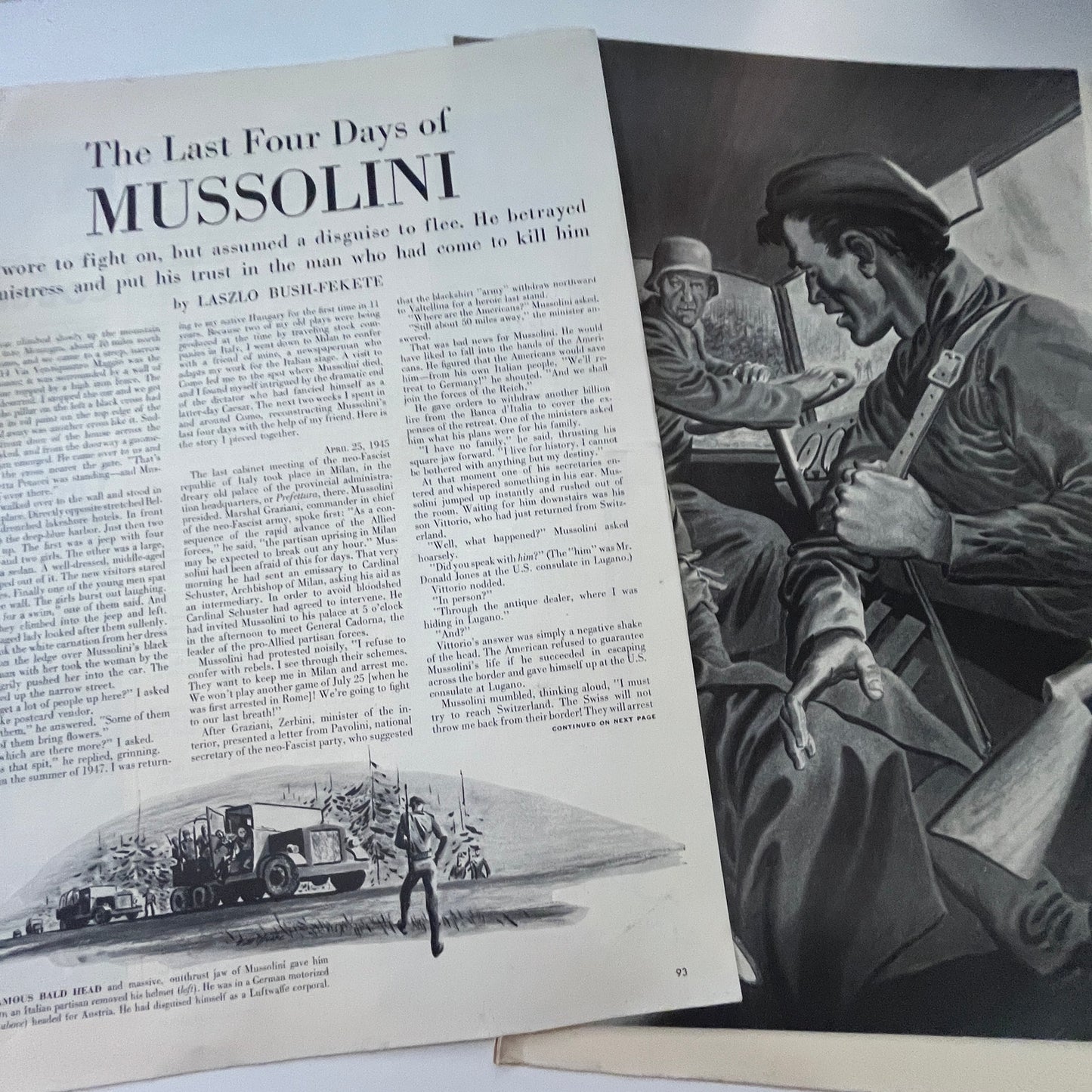 The Last 4 Days of Mussolini Laszlo Bush-Fekete 7 Pages 1940s WWII Article V29-5