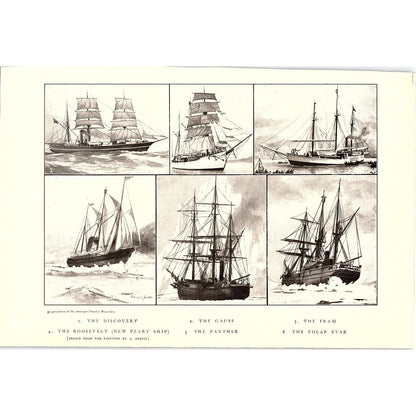 American Ships A. Operti Antique Art Engraving Print 6x9 V10